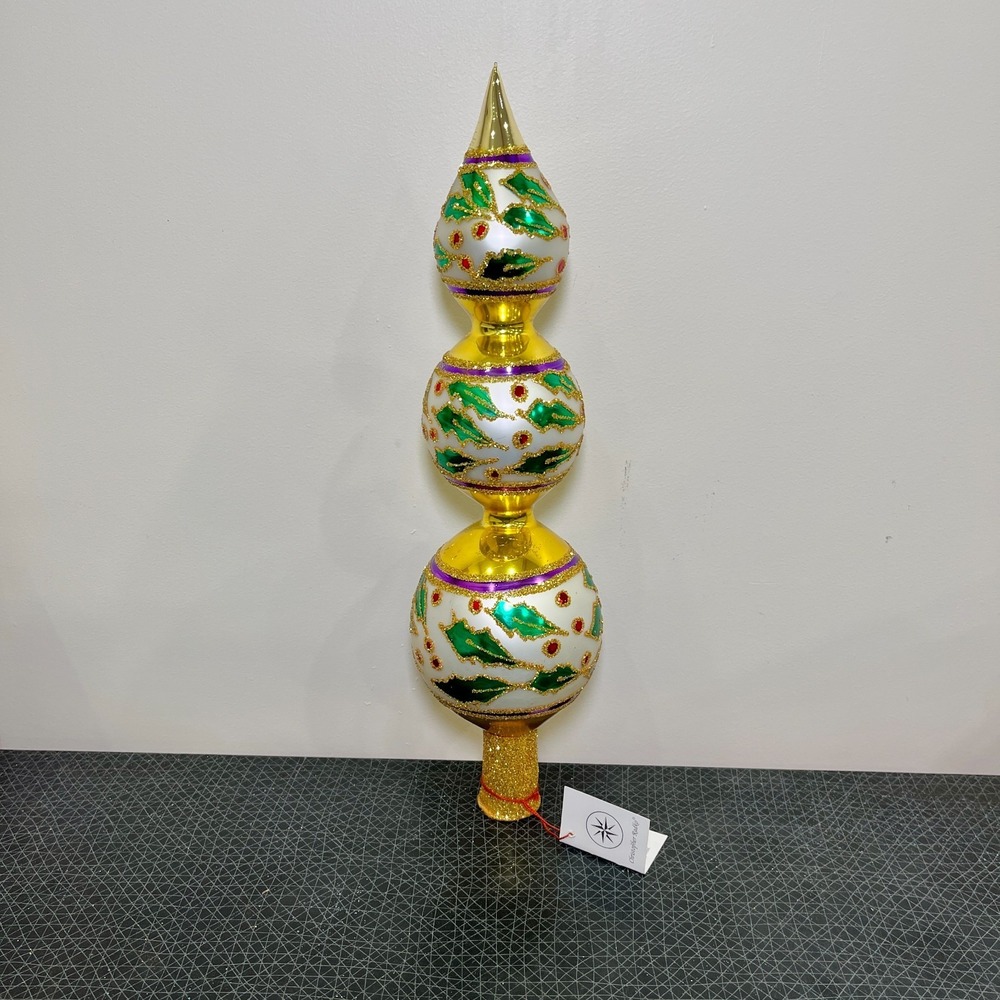 Christopher Radko Retired Vintage Extremely Rare HOLLY RIBBONS FINIAL 1993 - Picture 9 of 14